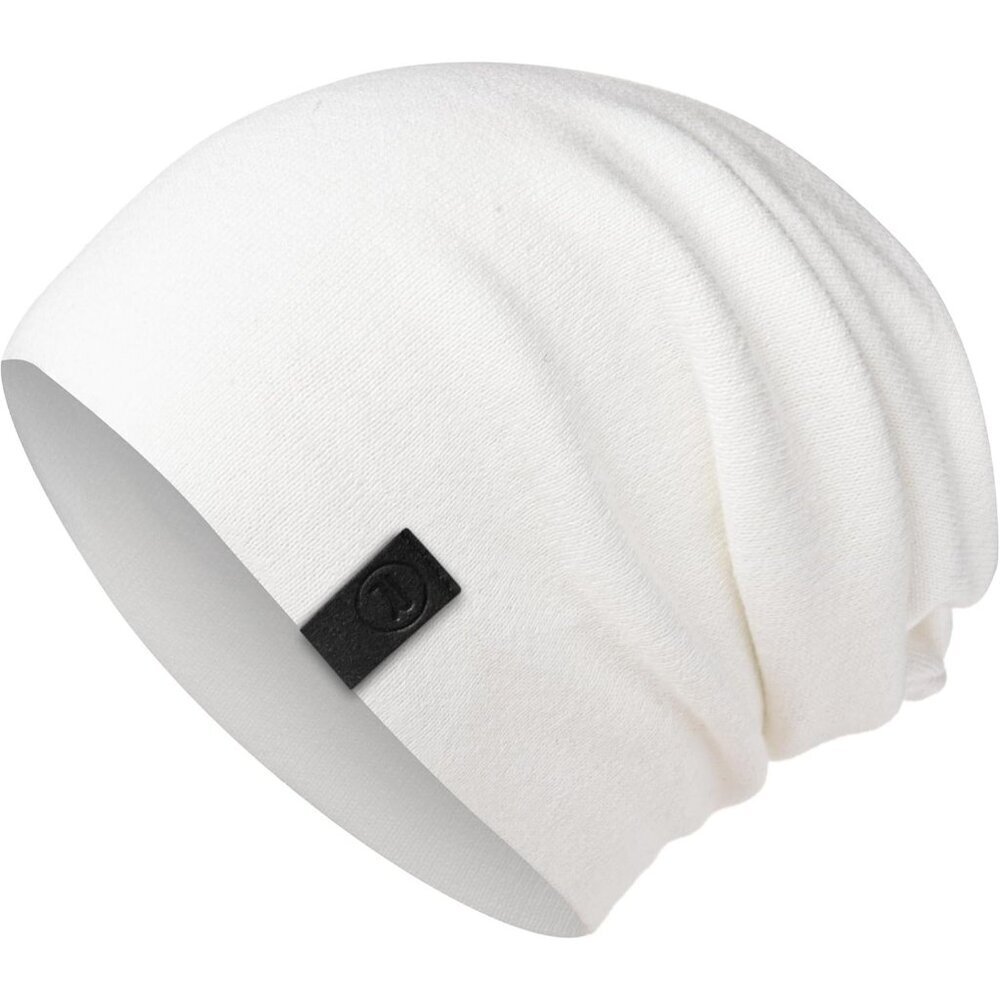Unisex White 100% Cotton Winter Skull Pull on Knit Warm Slouchy Baggy Beanie Cap